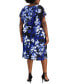 Фото #2 товара Plus Size Printed Blouson Midi Dress