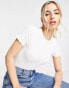 Фото #3 товара ASOS DESIGN slim fit t-shirt with lettuce edge in mixed rib in white