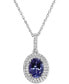 ფოტო #1 პროდუქტის Tanzanite (1-1/4 ct. t.w.) & Diamond (1/5 ct. t.w.) Oval Halo Pendant Necklace in 14k White Gold, 16" + 2" extender