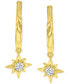 ფოტო #3 პროდუქტის Cubic Zirconia Star Dangle Hoop Drop Earrings in 14K Gold