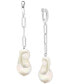 ფოტო #1 პროდუქტის Cultured Freshwater Baroque Pearl (13-15mm) Paperclip Link Drop Earrings