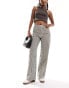 Фото #5 товара Object wide leg jeans in cream and brown stripe