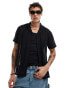 Фото #1 товара Hollister short sleeve revere collar lace shirt in black