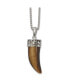 Фото #1 товара Chisel polished Tiger's Eye Horn Pendant on a Box Chain Necklace