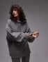 Фото #1 товара Topshop – Oversize-Kapuzenpullover aus Teddyfell in Schiefergrau, Kombiteil