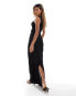 South Beach textured ring front cut out maxi dress in black