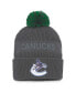 Фото #1 товара Men's Charcoal Vancouver Canucks Authentic Pro Home Ice Cuffed Knit Hat with Pom