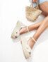 Glamorous espadrilles platform heeled sandals in beige crochet