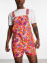Фото #4 товара ASOS DESIGN dungaree in shorter length with all over print