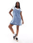 Фото #1 товара Noisy May Curve denim pinafore dress in mid wash blue