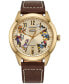 ფოტო #1 პროდუქტის Eco-Drive Men's Disney Brown Leather Strap Watch 41mm