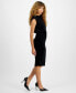 Women's Mesh Blouson Ruched-Skirt Midi Dress, Created for Macy's Черный, 2XS - фото #3