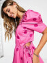 Фото #3 товара Y.A.S cut out puff sleeve midi dress in bright pink spot