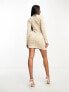 Фото #7 товара Simmi high neck mini jumper dress in beige geo print