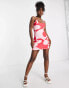 Фото #4 товара Urban Revivo knitted cami mini dress in pink abstract print