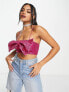 ASOS DESIGN sequin cami top with bow in pink