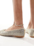 Steve Madden embellished flat shoe with bow in champagne