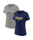 Фото #1 товара Women's Navy, Gray Milwaukee Brewers Fan T-shirt Combo Set