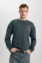 Comfort Fit Bisiklet Yaka Baskılı Sweatshirt B4754ax24sp