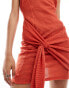 ASOS DESIGN drape tie front mini dress in rust