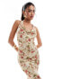 Фото #4 товара ASOS DESIGN asymmetric ruffle hem maxi dress with tie back in tapestry floral print