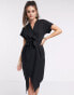 Фото #2 товара Closet London wrap tie midi dress in black