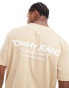 Tommy Jeans classic linear back print t-shirt in beige Gentle Gold, XL - 54 - фото #1