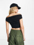 ASOS DESIGN Tall cross over bardot top with short sleeve in black