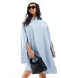 Фото #2 товара ASOS DESIGN Curve oversized shirt dress with double pocket detail in blue stripe