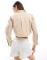 Miss Selfridge poplin cropped dropped pocket shirt in camel pinstripe Kamelbraun mit Nadelstreifen, 40 - фото #4