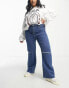 Фото #1 товара Yours ripped wide leg jean in mid blue