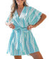 Women's Sash Belted Geo Print Mini Beach Dress