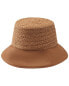 Helen Kaminski Kami Straw & Leather Bucket Hat Women's Brown
