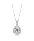 Фото #1 товара Sterling Silver White Gold Plated with 2ctw Lab Created Moissanite Round Halo Cluster Pendant Necklace