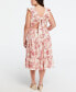 Фото #2 товара Plus Size Linen Blend Flutter Sleeve Midi Tiered Dress