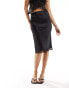 ASOS DESIGN 90's length satin skirt with lace trim in black