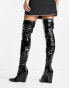 Фото #6 товара ASOS DESIGN Kansas heeled western over the knee boots in black patent