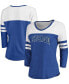 ფოტო #1 პროდუქტის Women's Heathered Royal, White Chicago Cubs Official Wordmark 3/4 Sleeve V-Neck T-shirt