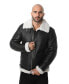 ფოტო #2 პროდუქტის Men's Shearling Aviator Jacket, Silky Black with White Curly Wool