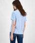 ფოტო #2 პროდუქტის Juniors' Stitch Grid Crewneck T-Shirt