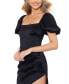Фото #5 товара Women's Club Puff-Sleeve Taffeta Sheath Mini Dress