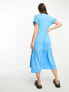 Mamalicious Maternity nursing midi dress with frill sleeves in blue