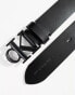 Calvin Klein Jeans mono plaque 35mm leather belt in black