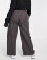 Simply Be wide leg cargo trouser with side zip pockets in grey