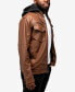 Фото #5 товара Men's Grainy Polyurethane Hooded Jacket with Faux Shearling Lining