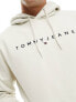 Tommy Jeans regular linear logo hoodie in beige газетная бумага, M - фото #5