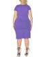 ფოტო #2 პროდუქტის Plus Size Short Sleeve V-neck Faux Wrap Dress