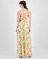 Juniors' Floral Print Sleeveless Tiered Maxi Dress