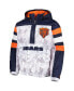 ფოტო #4 პროდუქტის Men's White, Navy Chicago Bears Thursday Night Gridiron Raglan Half-Zip Hooded Jacket
