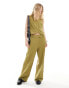 ASOS DESIGN low waist mensy tailored trousers in olive